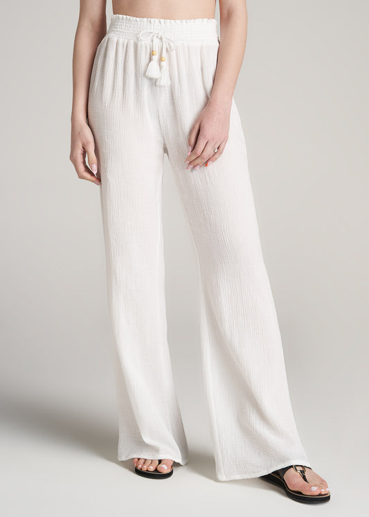     American-Tall-Women-CoverUp-Gauze-Pants-White-front