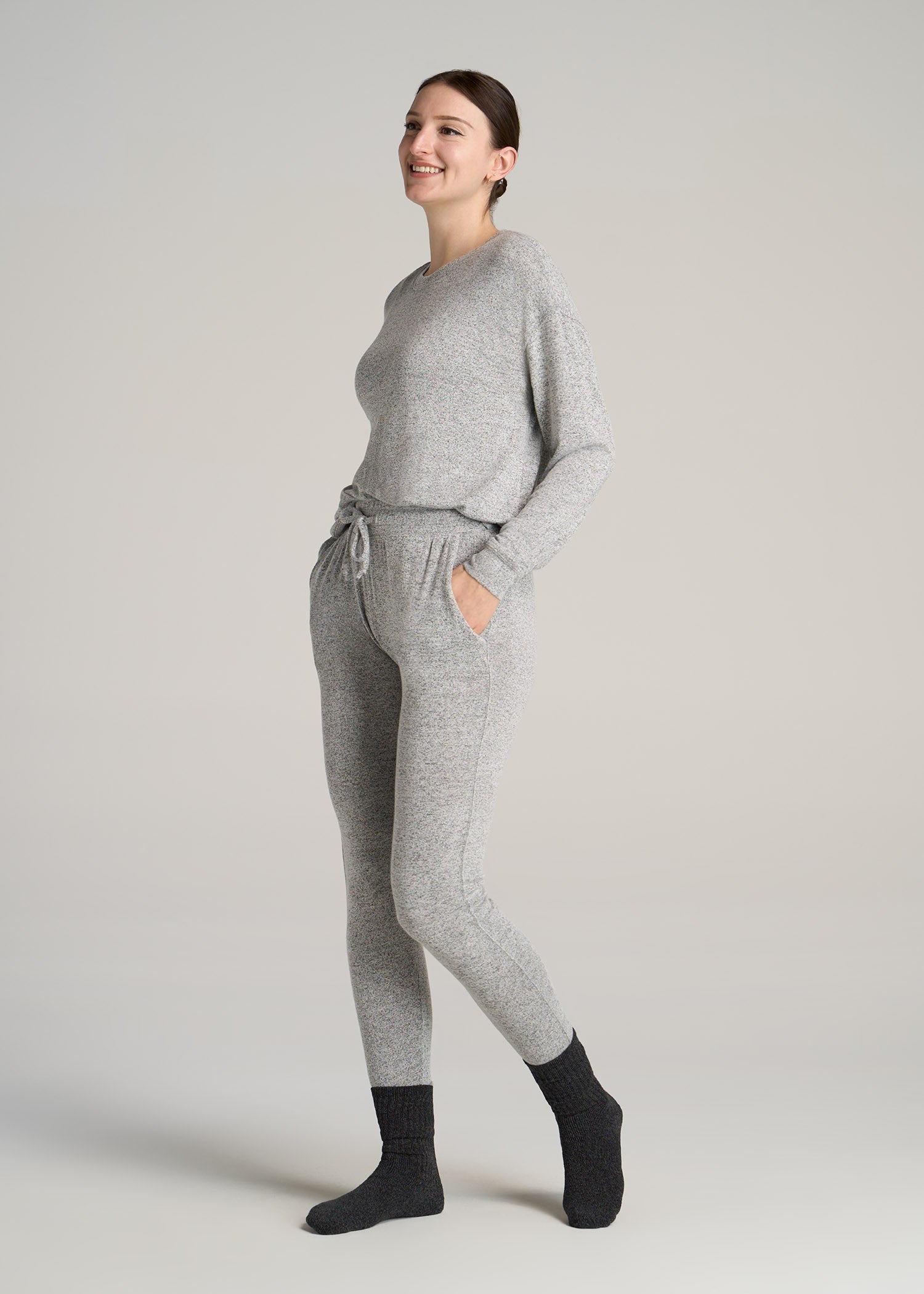 Cozy Lounge Joggers for Tall Women in Grey Mix