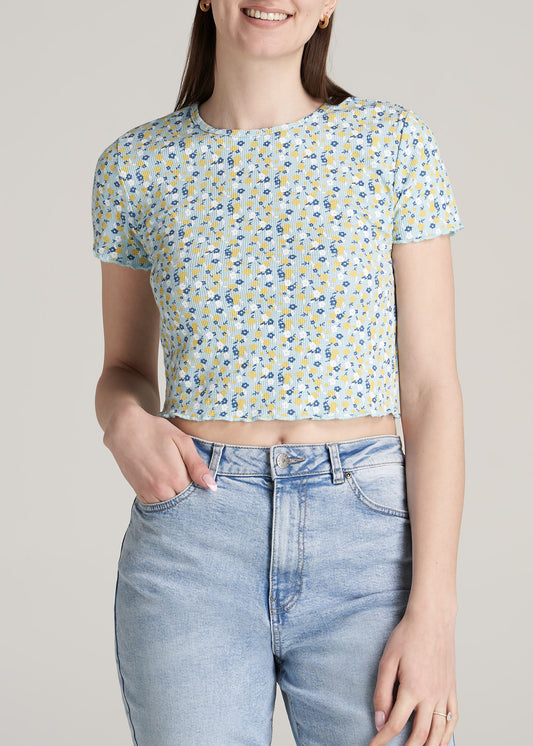       American-Tall-Women-CroppedWaffle-Tee-CorydalisBlueFloral-front