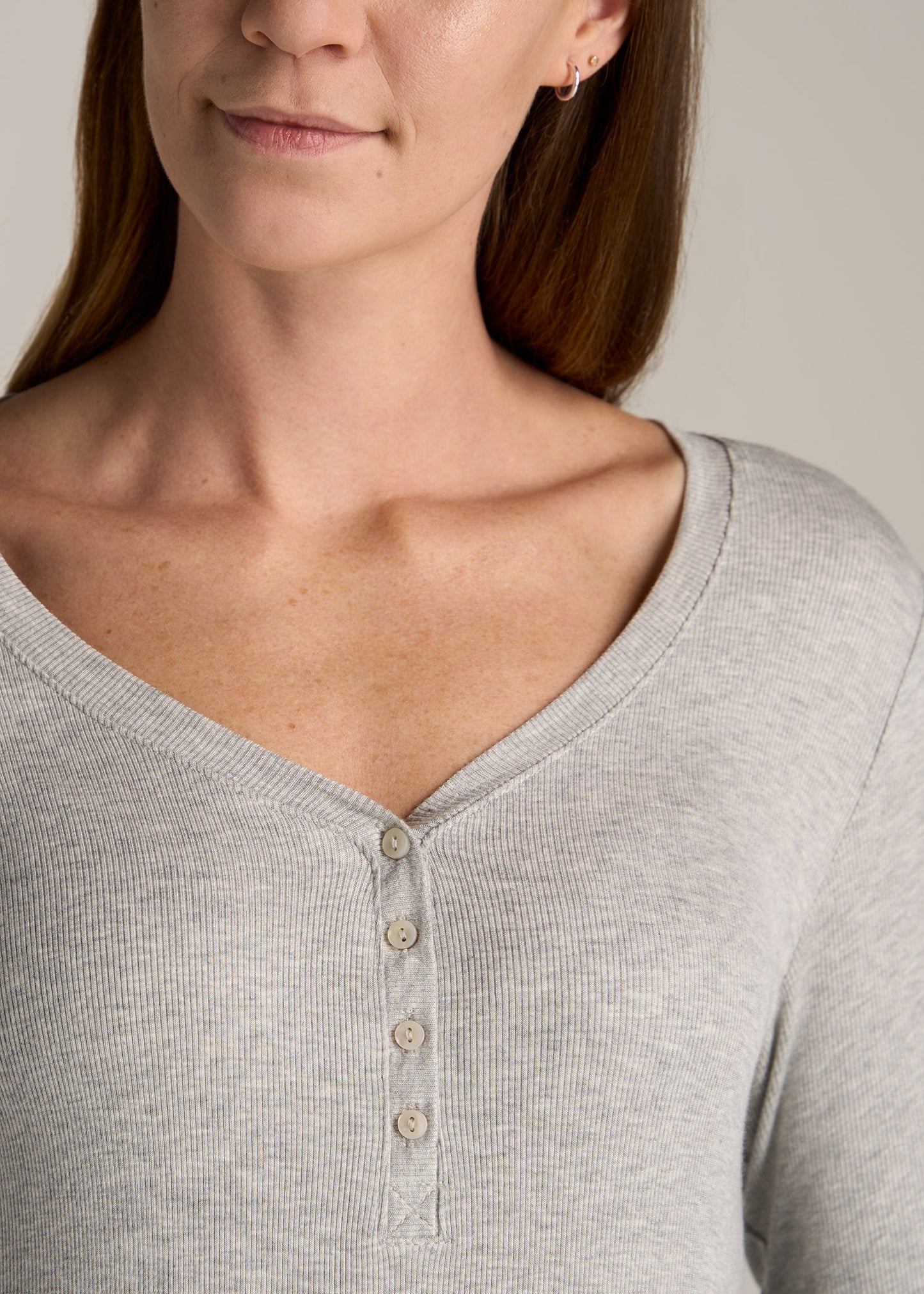     American-Tall-Women-FITTED-Ribbed-Long-Sleeve-Henley-Grey-Mix-detail