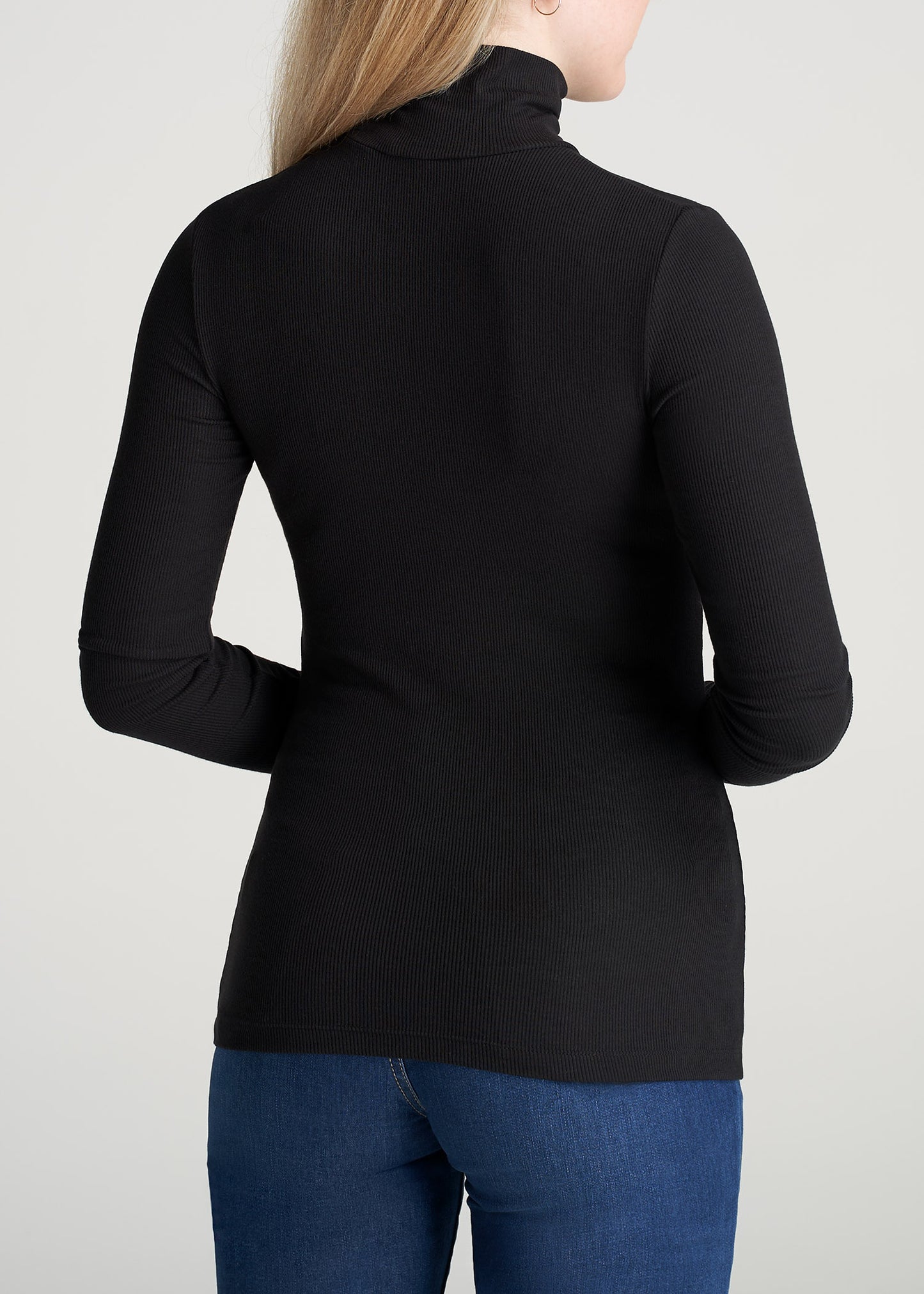 Tall Women's FITTED Long Sleeve Ribbed Turtleneck Tee in Black