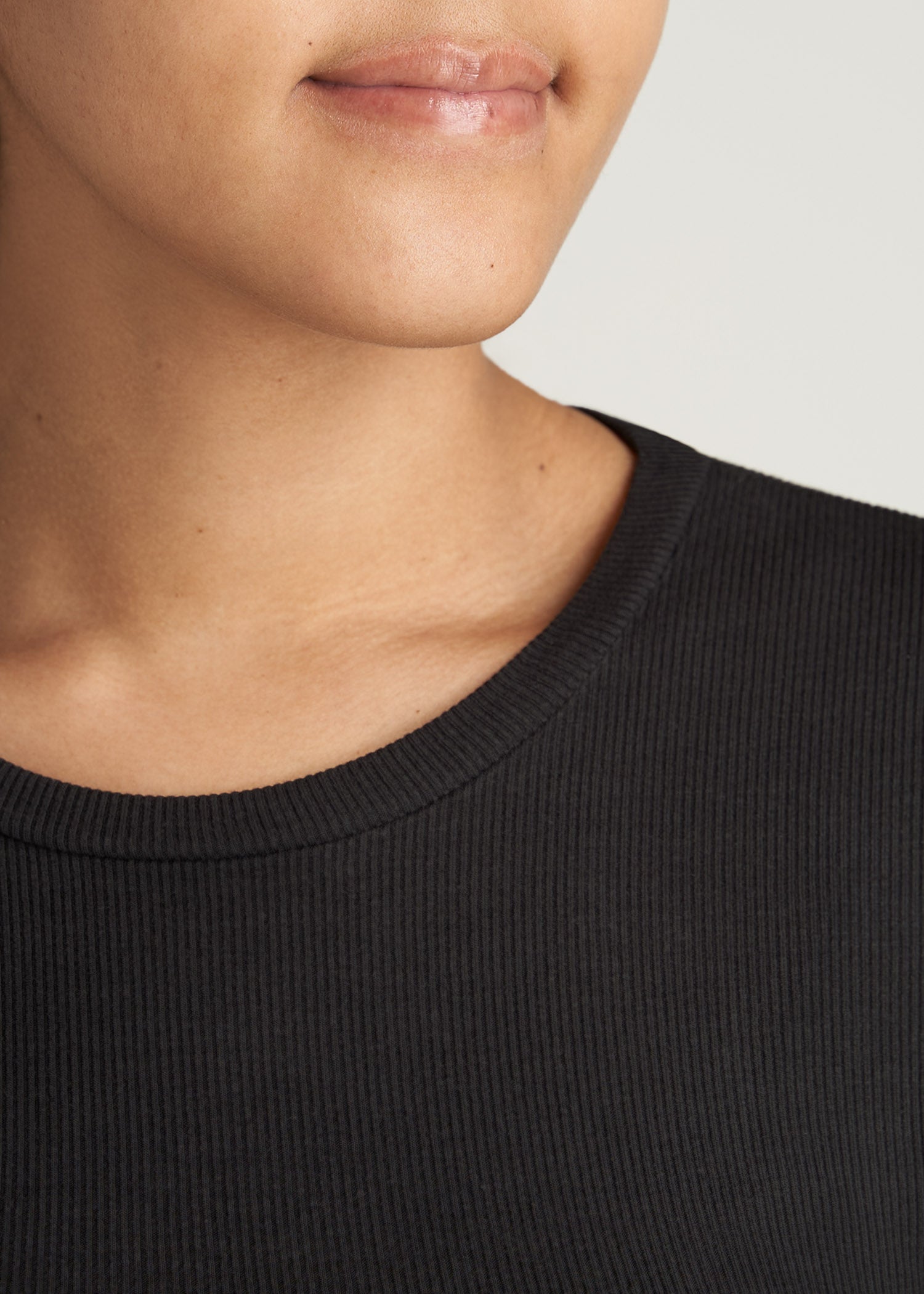 FITTED Ribbed Long Sleeve Tee in Black - Tall Women's Shirts