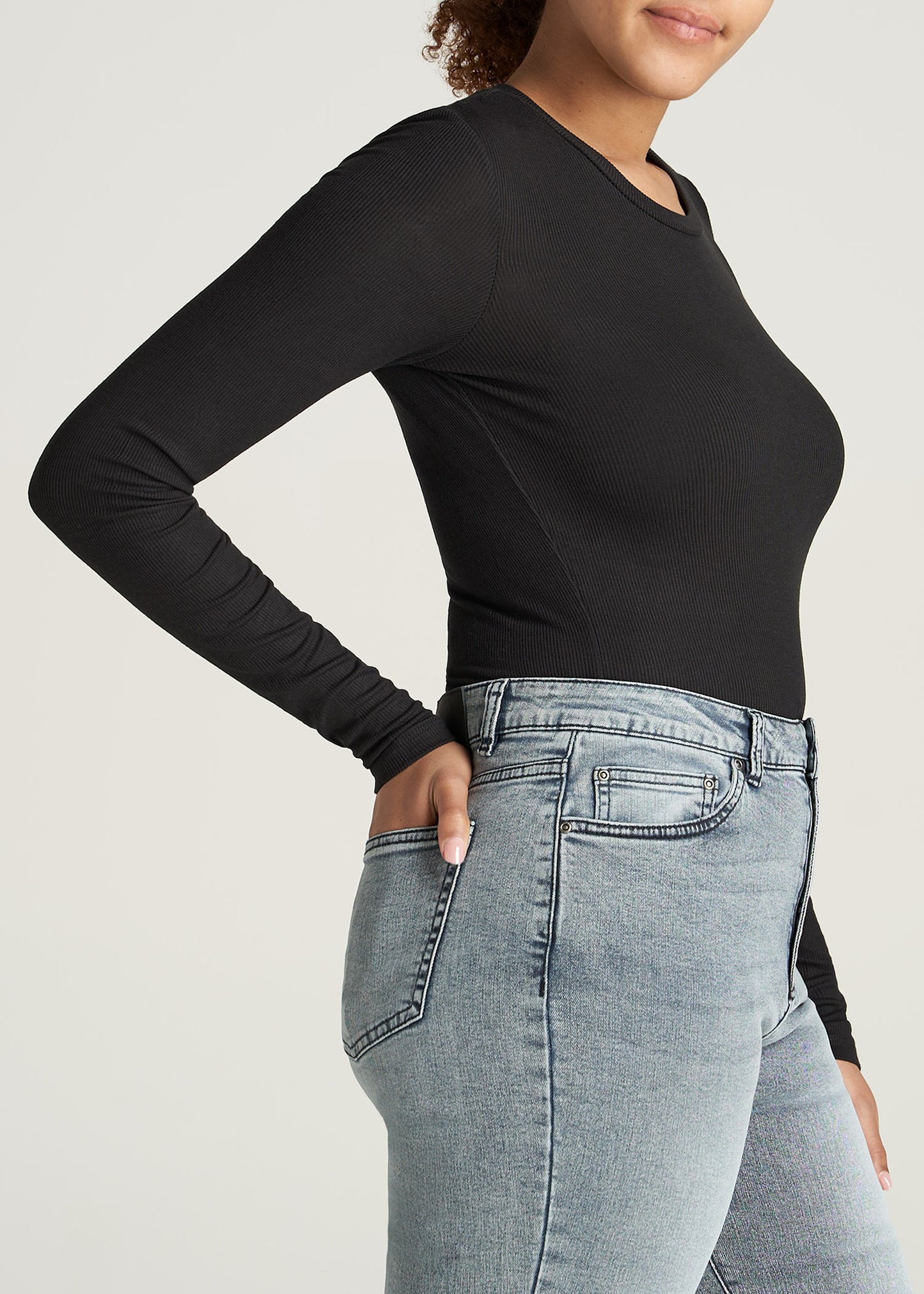 Tall Women's Fitted Long Sleeve Ribbed Turtleneck Tee in Black Xs / Tall / Black