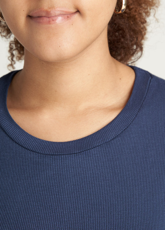       American-Tall-Women-Fitted-Ribbed-LongSleeve-Navy-detail