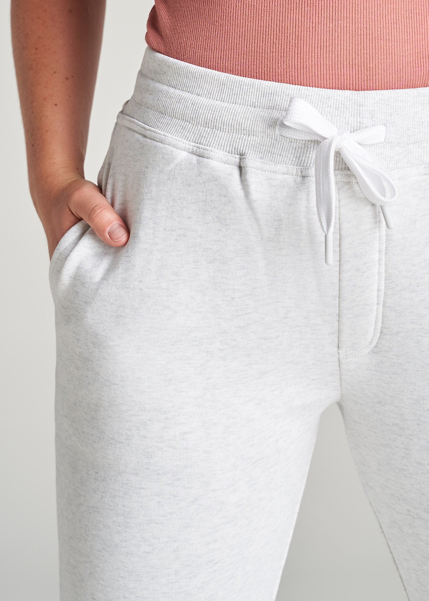 Wearever Fleece Open-Bottom Sweatpants for Tall Women in Heather Cloud White