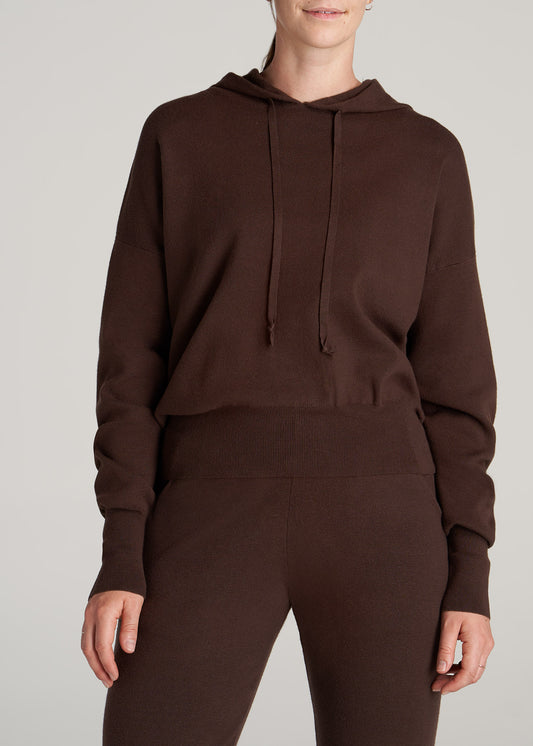    American-Tall-Women-Knit-Lounge-Hoodie-Chocolate-front