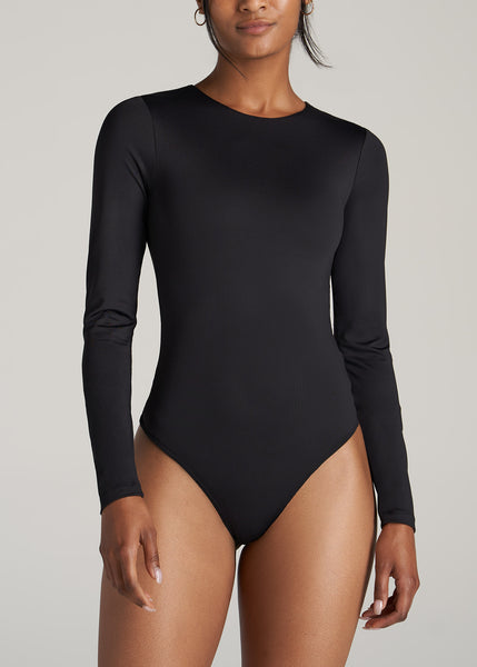 Long Sleeve Bodysuit for Tall Women in Chocolate
