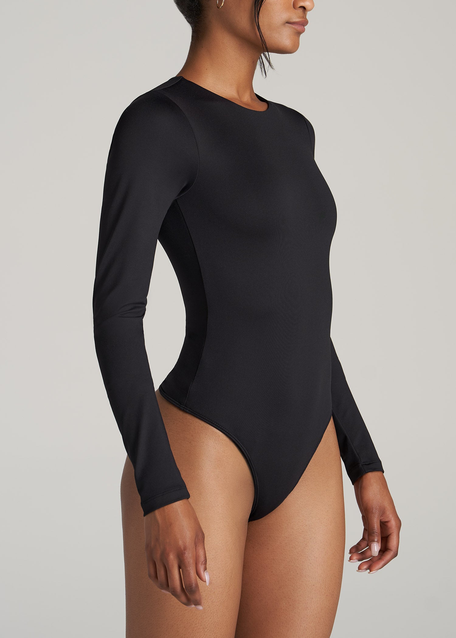 Long Sleeve Bodysuit for Tall Women in Black