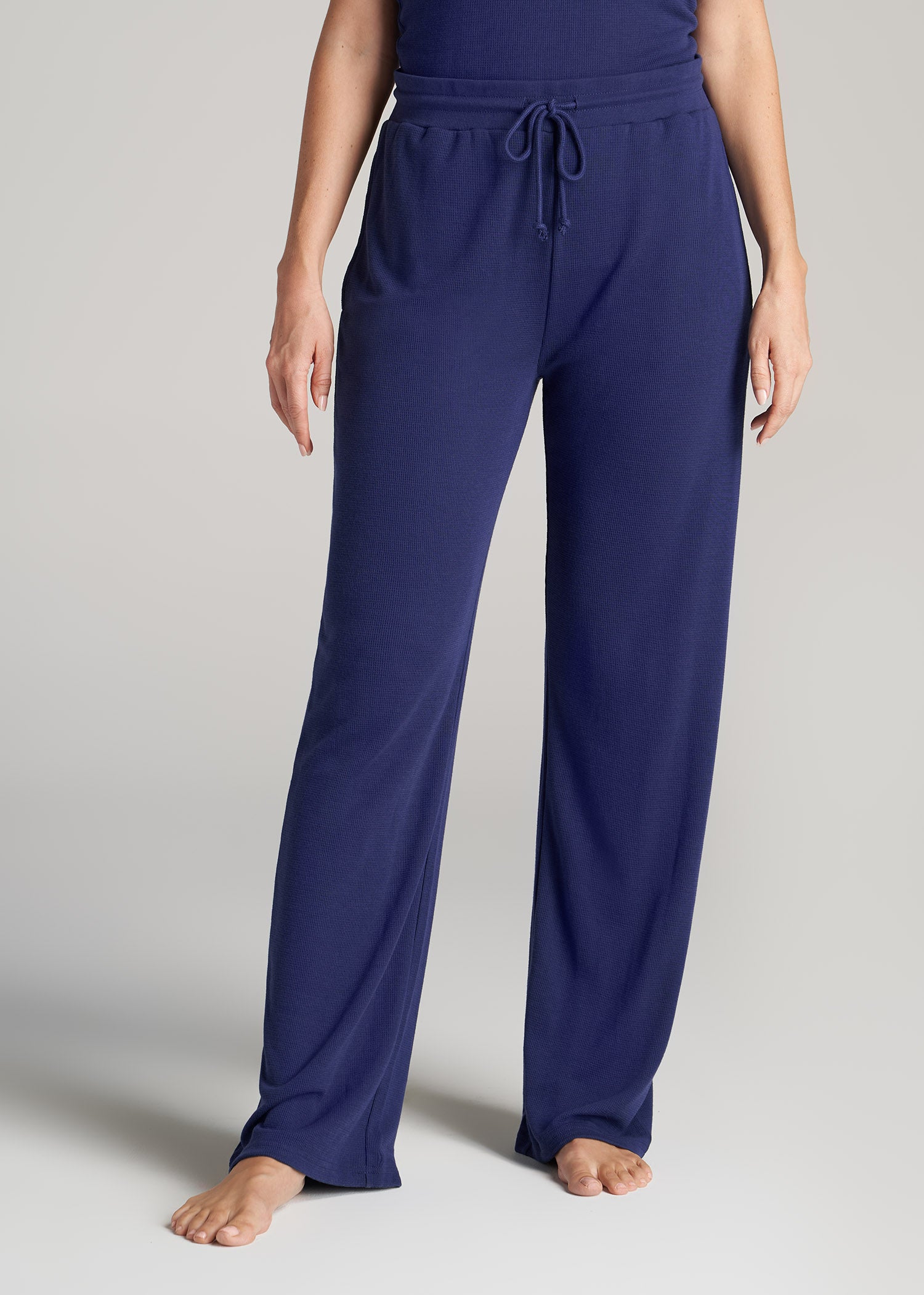       American-Tall-Women-Open-Bottom-Waffle-Lounge-Pant-Midnight-Blue-front