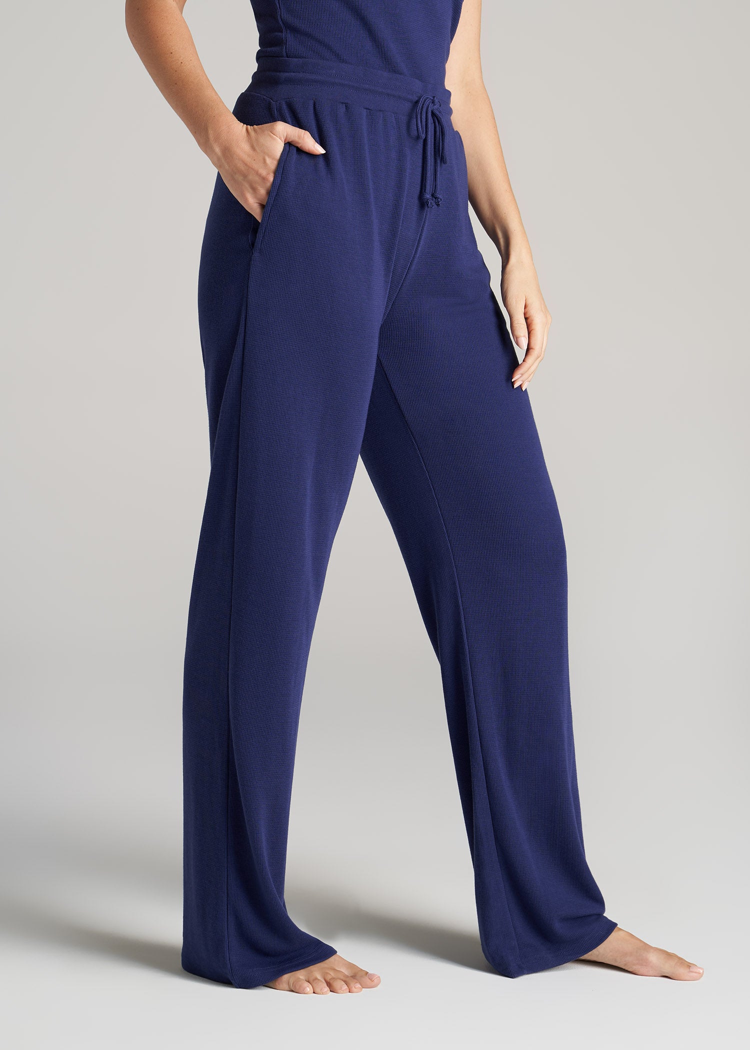 Open-Bottom Waffle Lounge Pants for Tall Women | American Tall