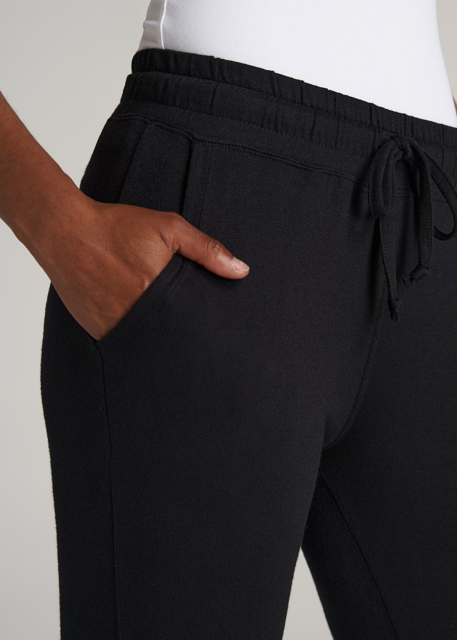 Open-Bottom Cozy PJ Lounge Pants for Tall Women in Black
