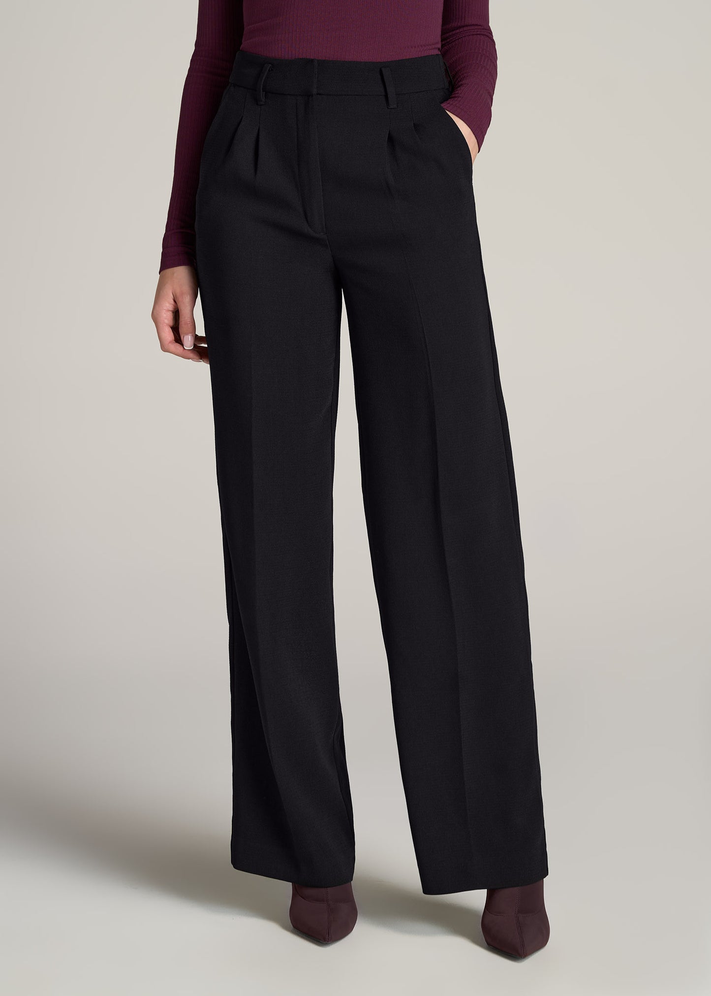       American-Tall-Women-Pleated-Dress-Pants-Black-front