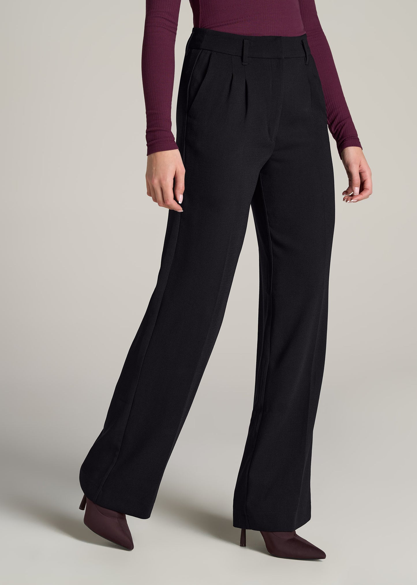 Women's Tall Wide Leg Pleated Dress Pants Black, American Tall
