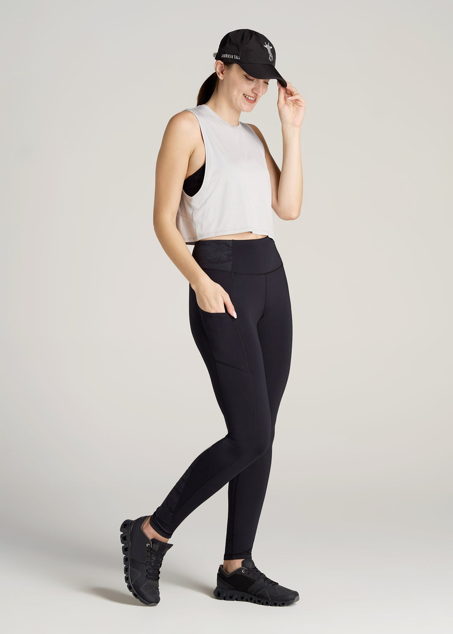 Women's Tall Reflective Active Legging With Pockets Black
