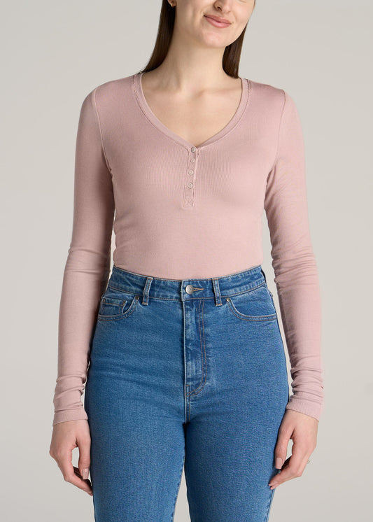 American-Tall-Women-Ribbed-Long-Sleeve-Henley-Ballerina-Pink-front