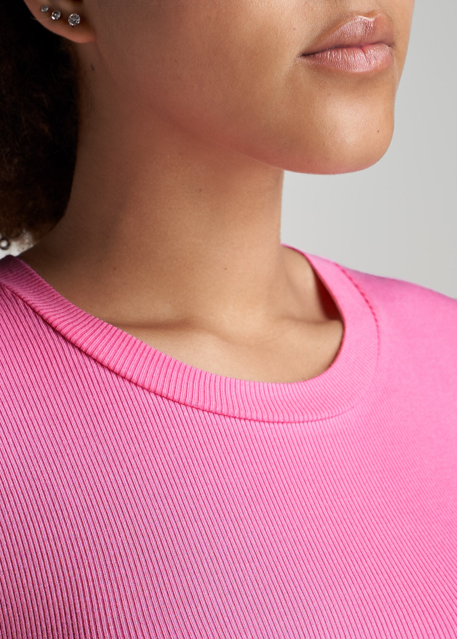FITTED Ribbed Tee in Bubblegum Pink - Women's Tall T-Shirts