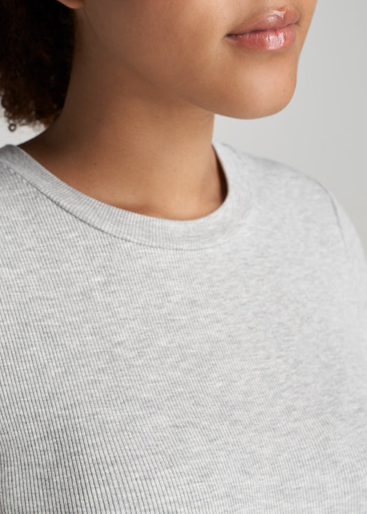 American-Tall-Women-Ribbed-Tee-GreyMix-detail