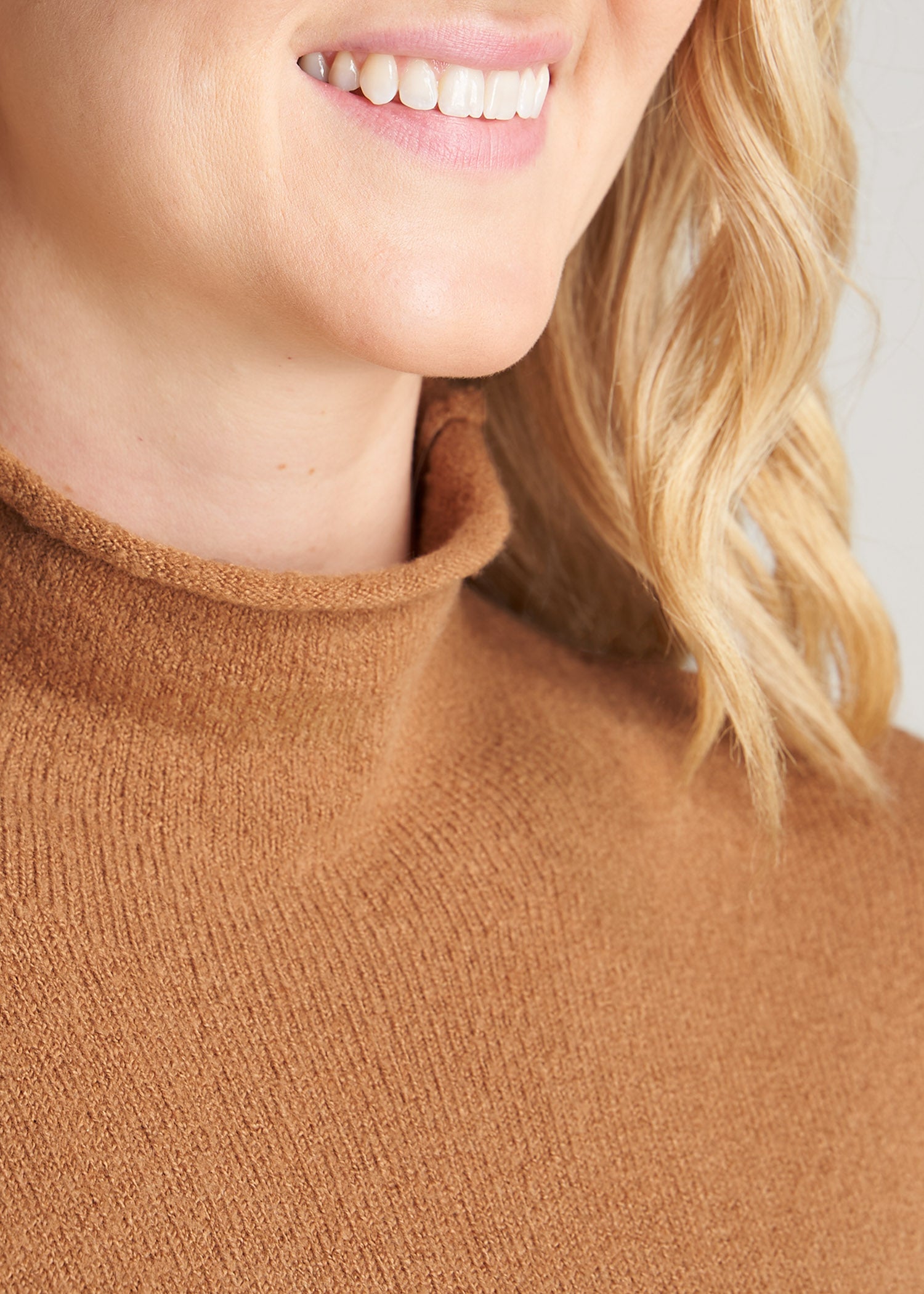 American-Tall-Women-Rolled-MockNeck-Sweater-Caramel-detail