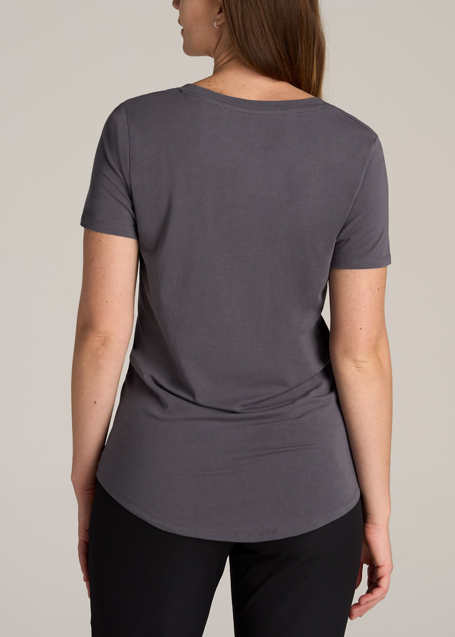 Long Sleeve V-neck Tee Shirt (Small, Charcoal) at  Women's