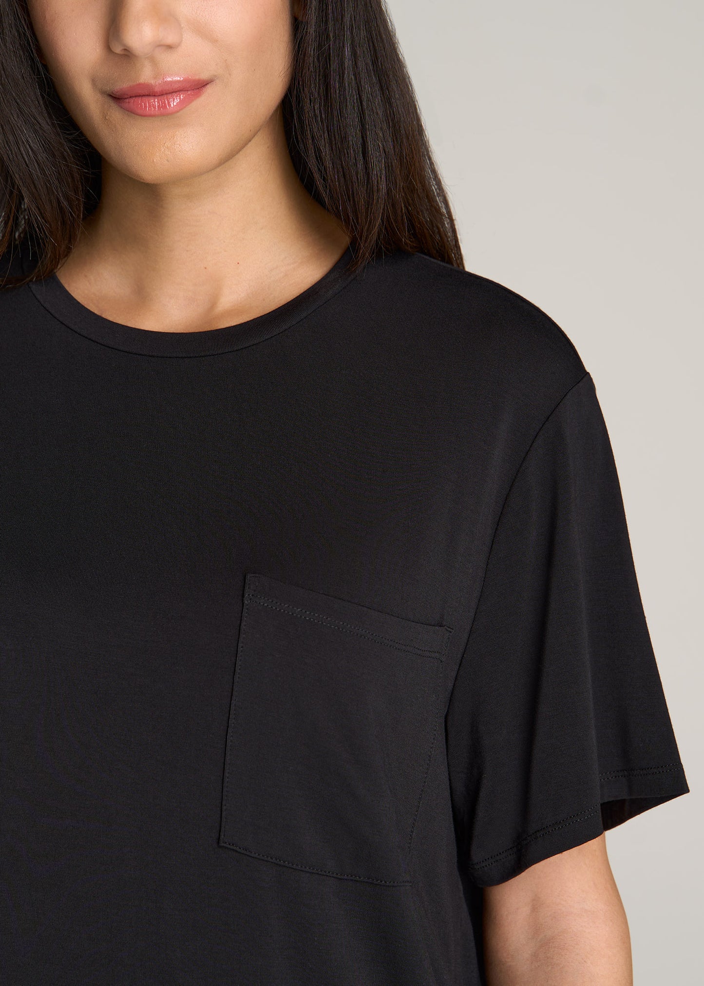 American-Tall-Women-Short-Sleeve-Relaxed-Crewneck-Pocket-T-Shirt-Black-detail