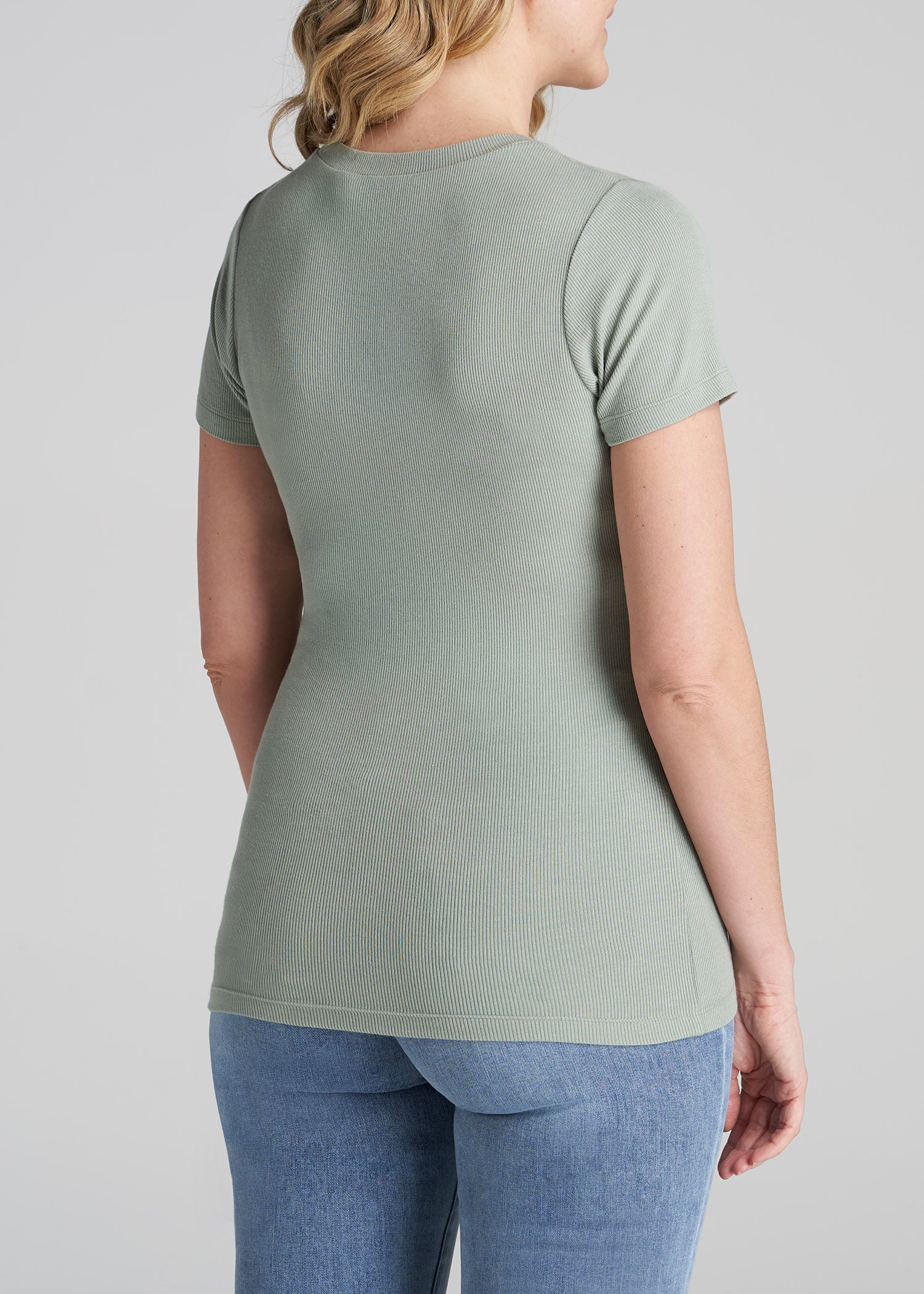 FITTED Ribbed Tee in Sage Green - Women's Tall T-Shirts