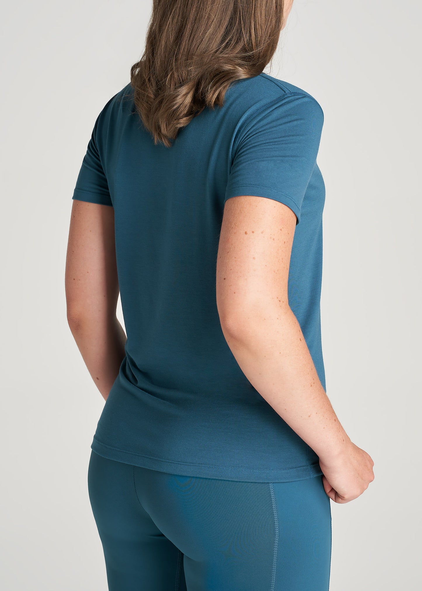 Short Sleeve V-Neck In Deep Water - Shirts For Tall Women