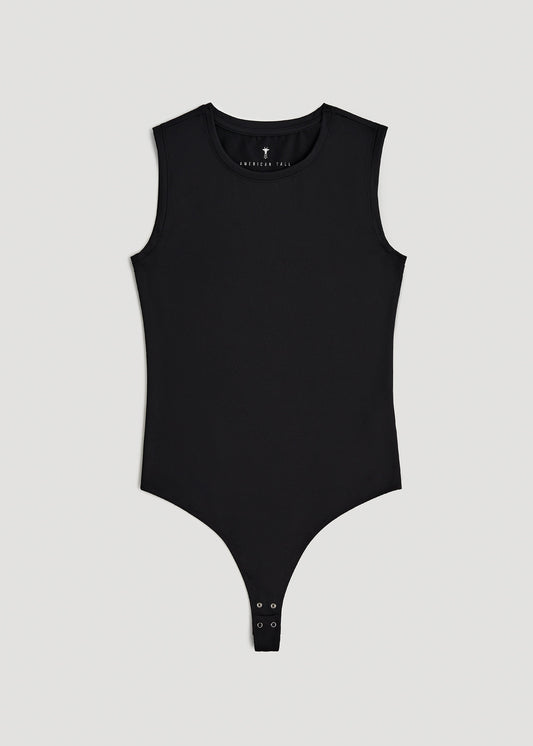       American-Tall-Women-Sleeveless-Body-Suit-in-Black-Front-LayDown