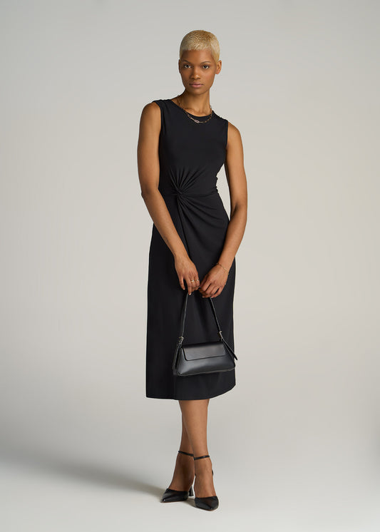    American-Tall-Women-Sleeveless-Knot-Front-Dress-Black-full