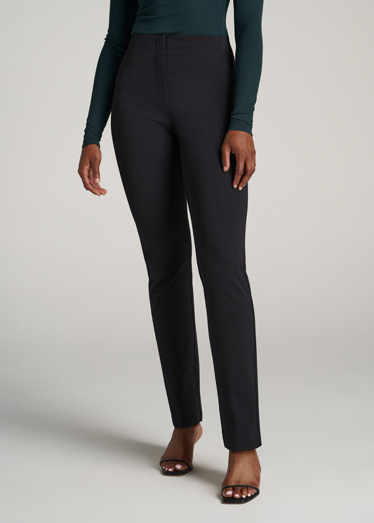 Women High-Rise Tapered Fit Flat-Front Navy Blue Trousers