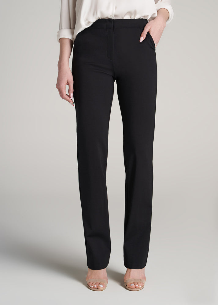 Black Slacks for Women: Tall lady Straight Leg Pants Black – American Tall