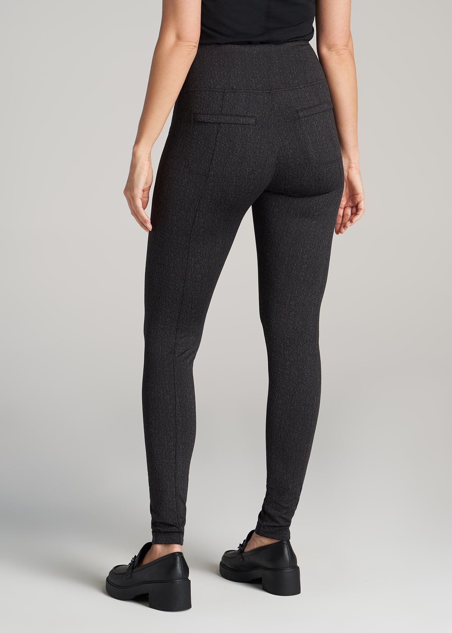       American-Tall-Women-Textured-Back-Pocket-Legging-Black-Charcoal-Jacquard-back