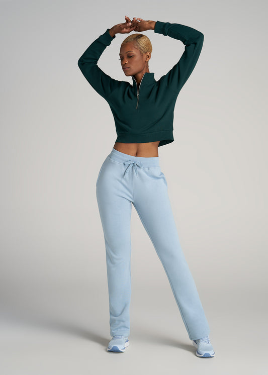       American-Tall-Women-WKND-Cropped-HalfZip-Sweatshirt-Emerald-full