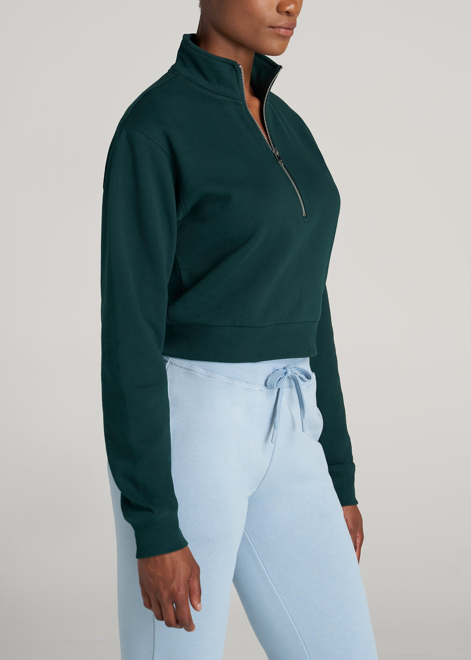 Womens Sweatshirts Half Zip Cropped Pullover Fleece Quarter Zipper