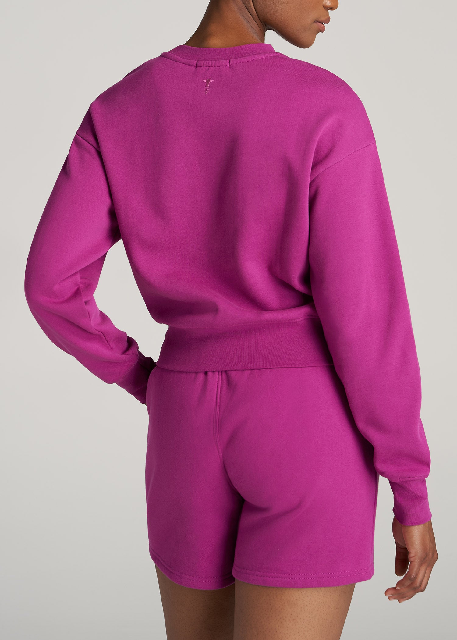 Boohoo Crew Neck Fleece Cropped Sweatshirt For Ladies-Pink-BE184 - XL -  BrandsEgo