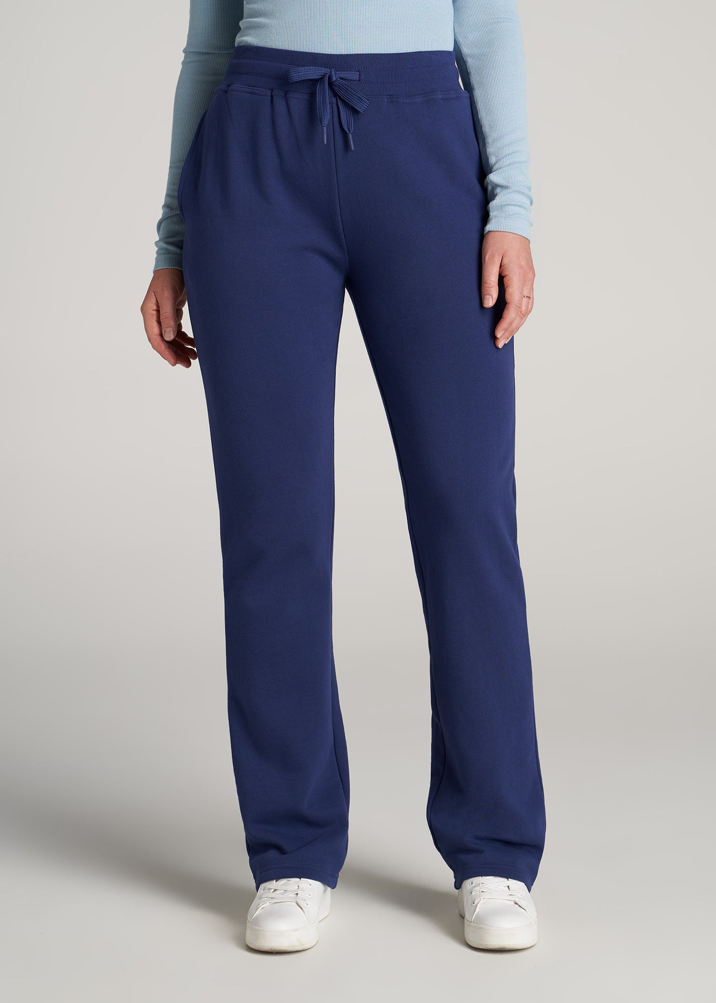    American-Tall-Women-WKND-Fleece-Open-Bottom-Pant-Midnight-Blue-front