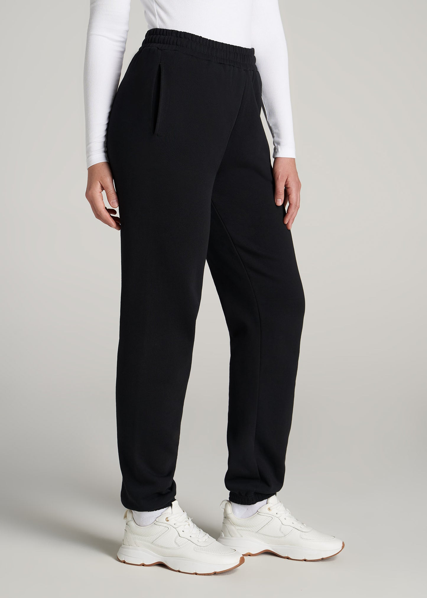 Ardene Crossover Waist Sweatpants in Black, Size, Polyester/Cotton, Fleece-Lined