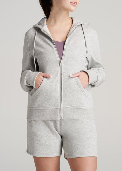 Wearever Fleece Full-Zip Women's Tall Hoodie in Grey Mix XS / Tall / Grey  Mix