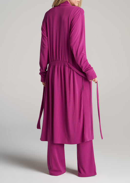    American-Tall-Women-Waffle-Lounge-Robe-Pink-Orchid-back