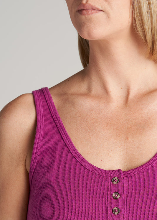    American-Tall-Women-Waffle-Tank-Pink-Orchid-detail