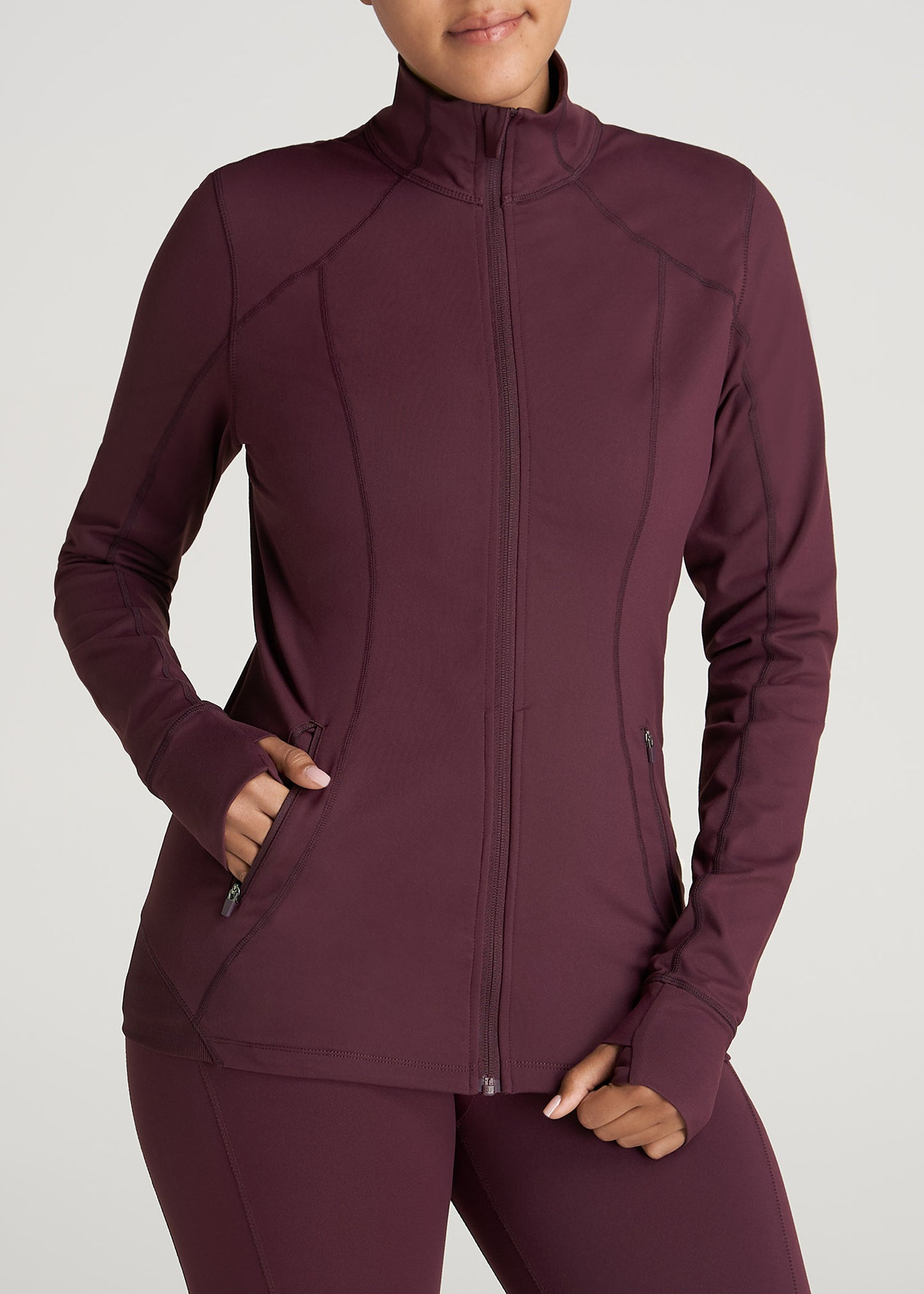 American-Tall-Women-WarmUp-AthleticJacket-Beetroot-front