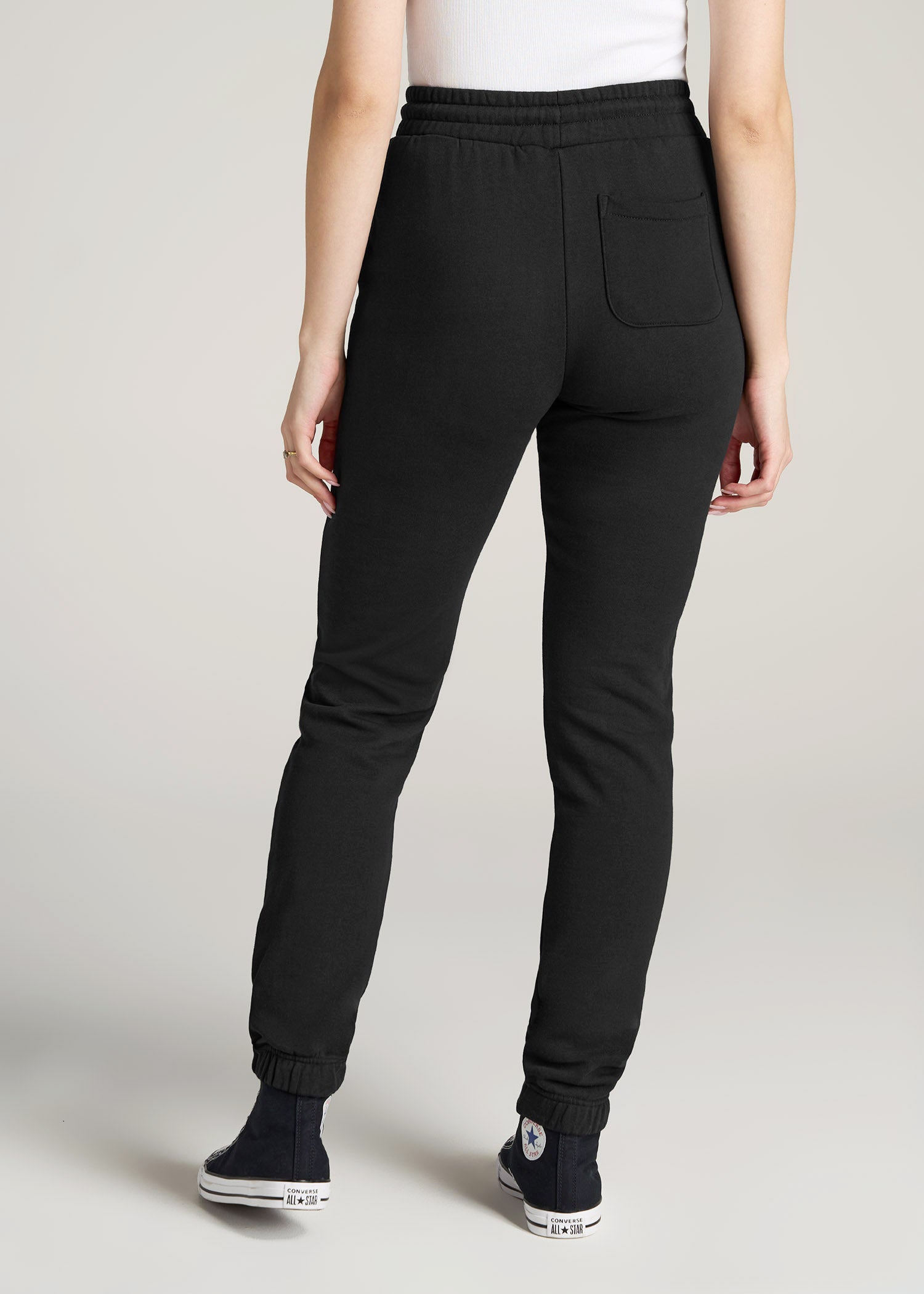Wearever Fleece SLIM-FIT High-Waisted Women's Tall Sweatpants in Black