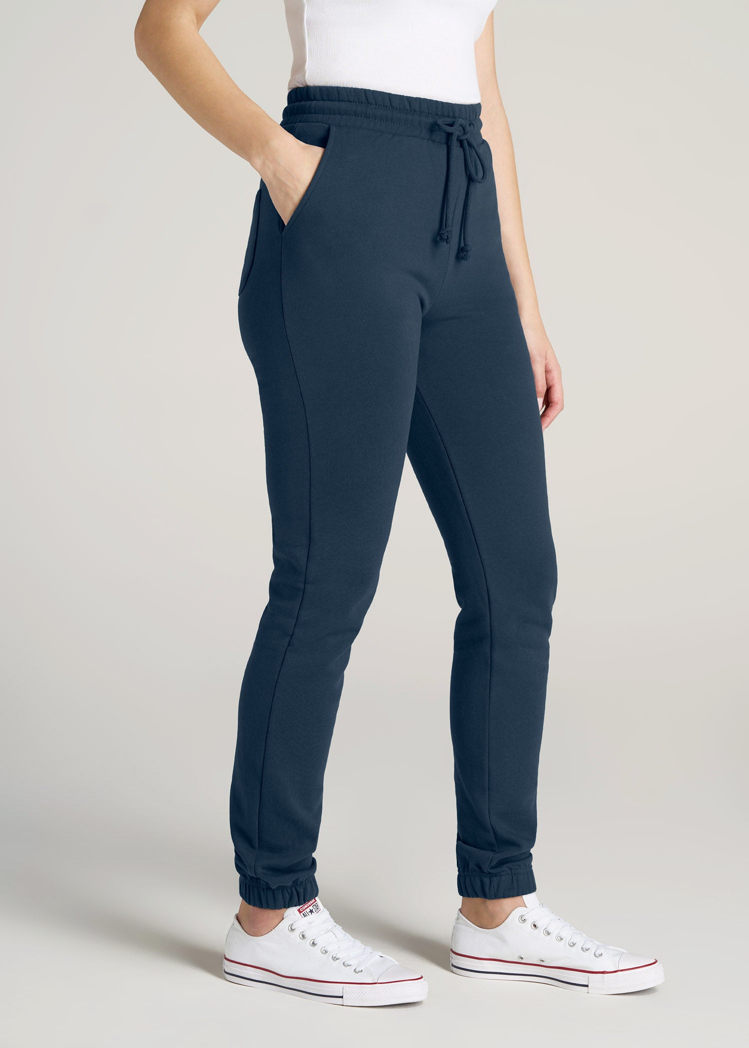       American-Tall-Women-Wearever-SLIM-High-Waisted-Garment-Dye-Sweatpants-Bright-Navy-side