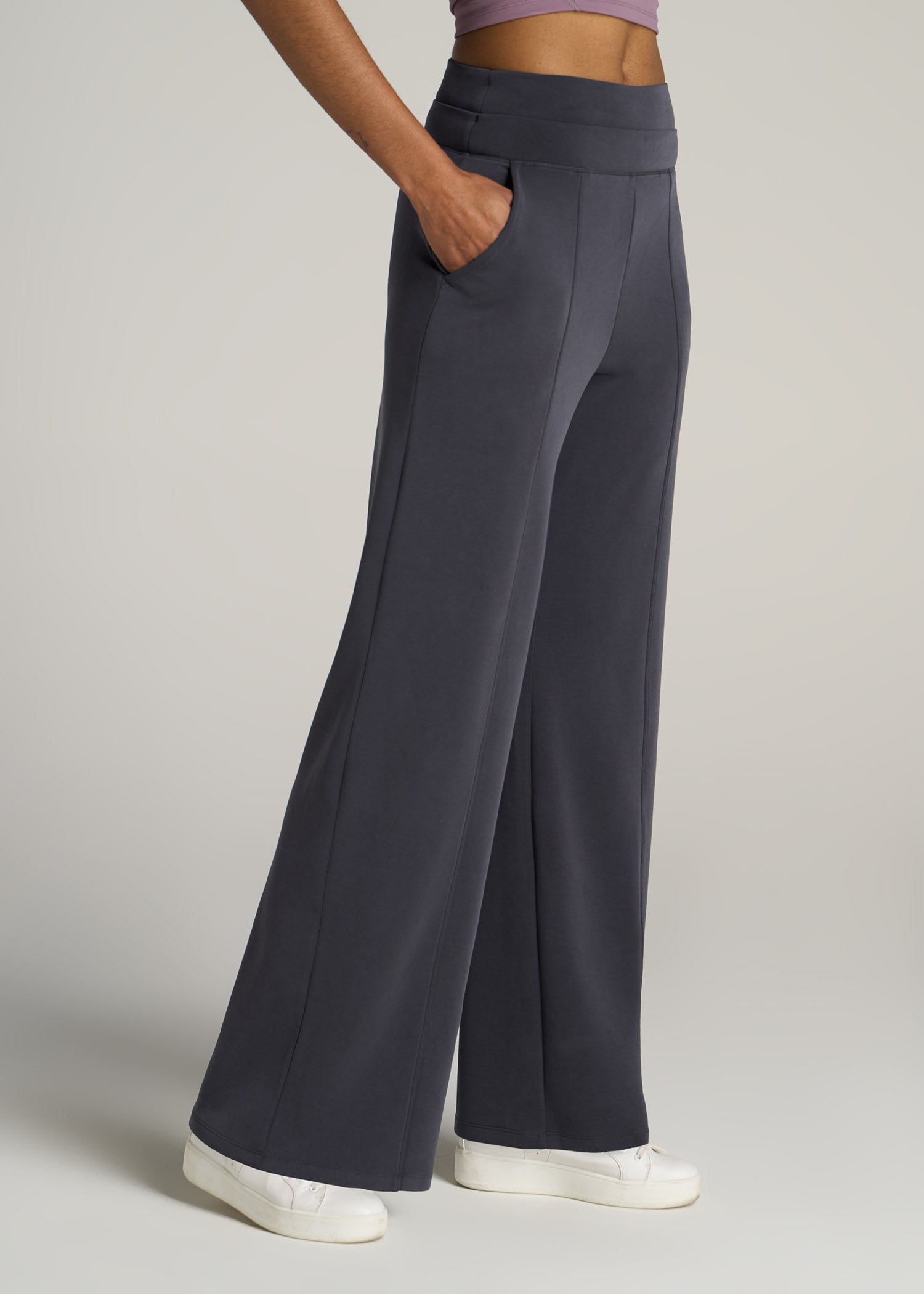 NEW Women with Control Tall Hollywood Waist Pants with Seam Detail CHARCOAL  XLT