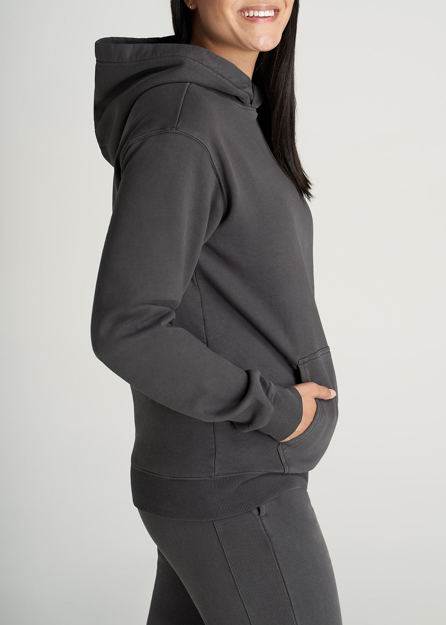 Women's Tall Wearever Cross-Over Garment Dyed Hoodie Charcoal