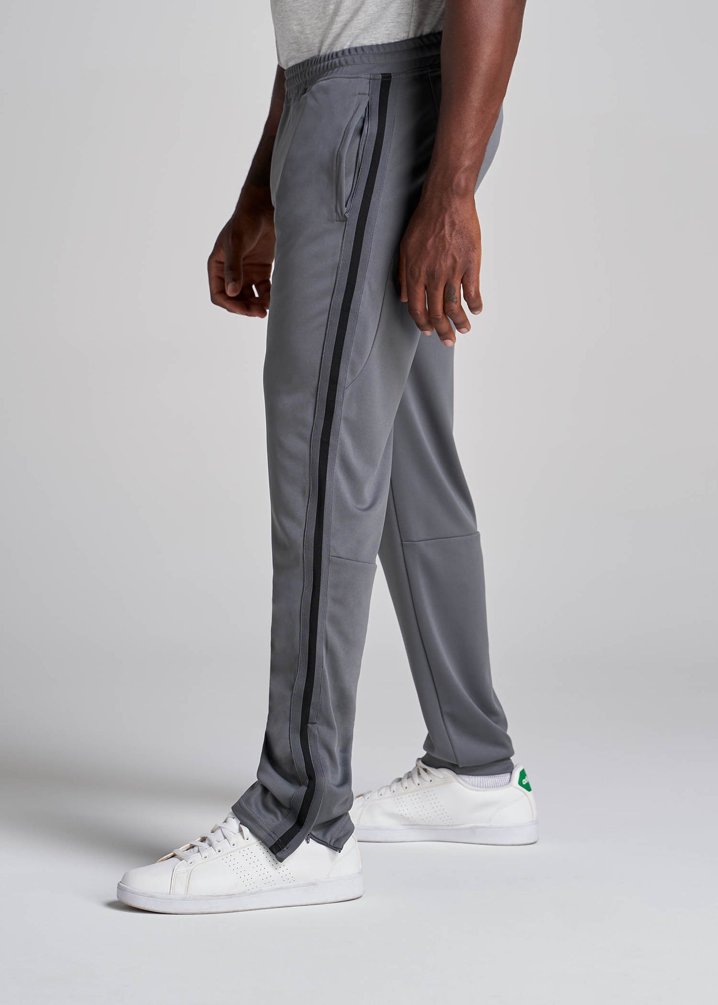 Athletic Stripe Pants for Tall Men in Grey-Black Stripe