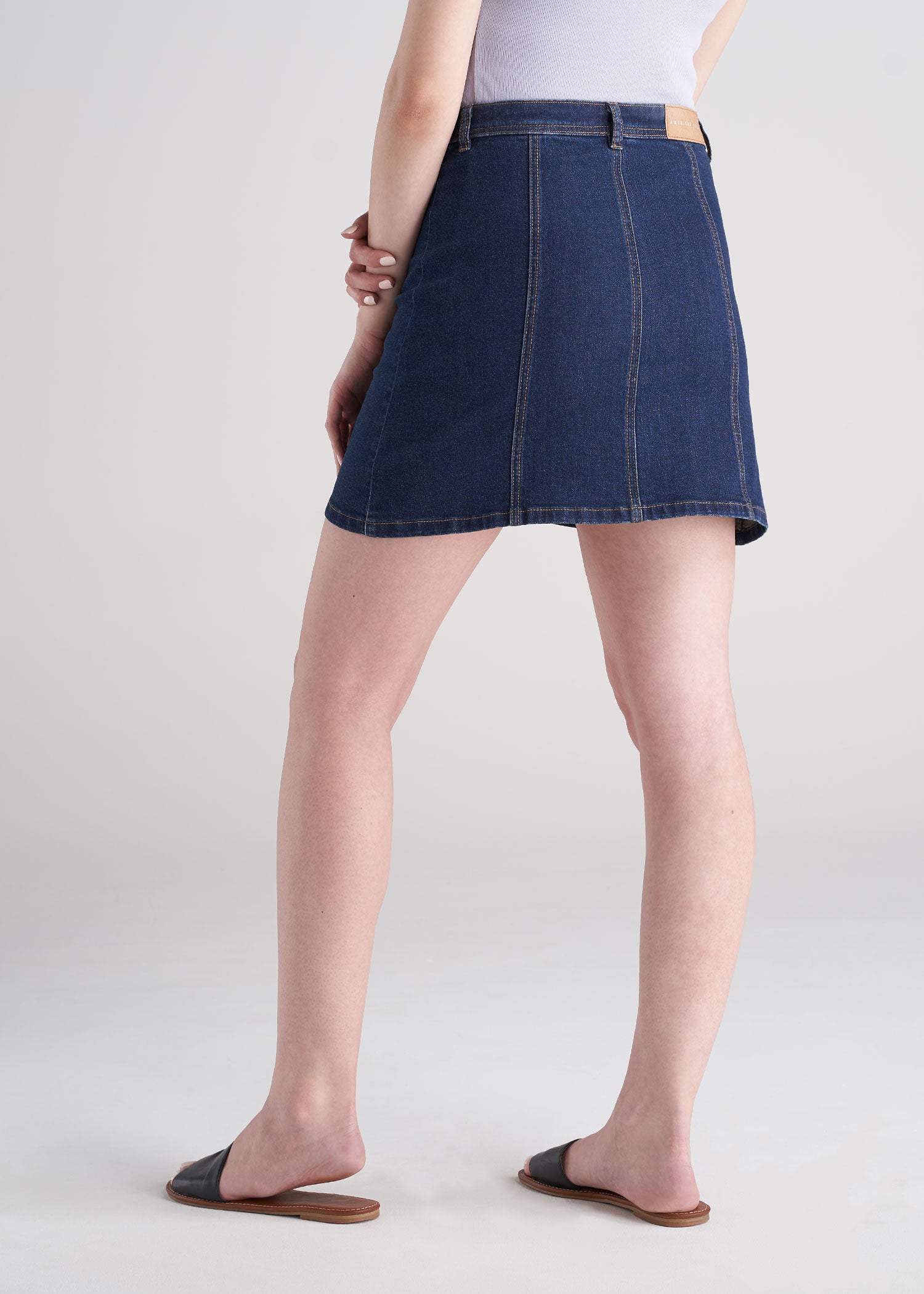 Allegra K Women's Zip Front Slim Fit High Waist Mini Denim Skirts Dark Blue  Large : Target