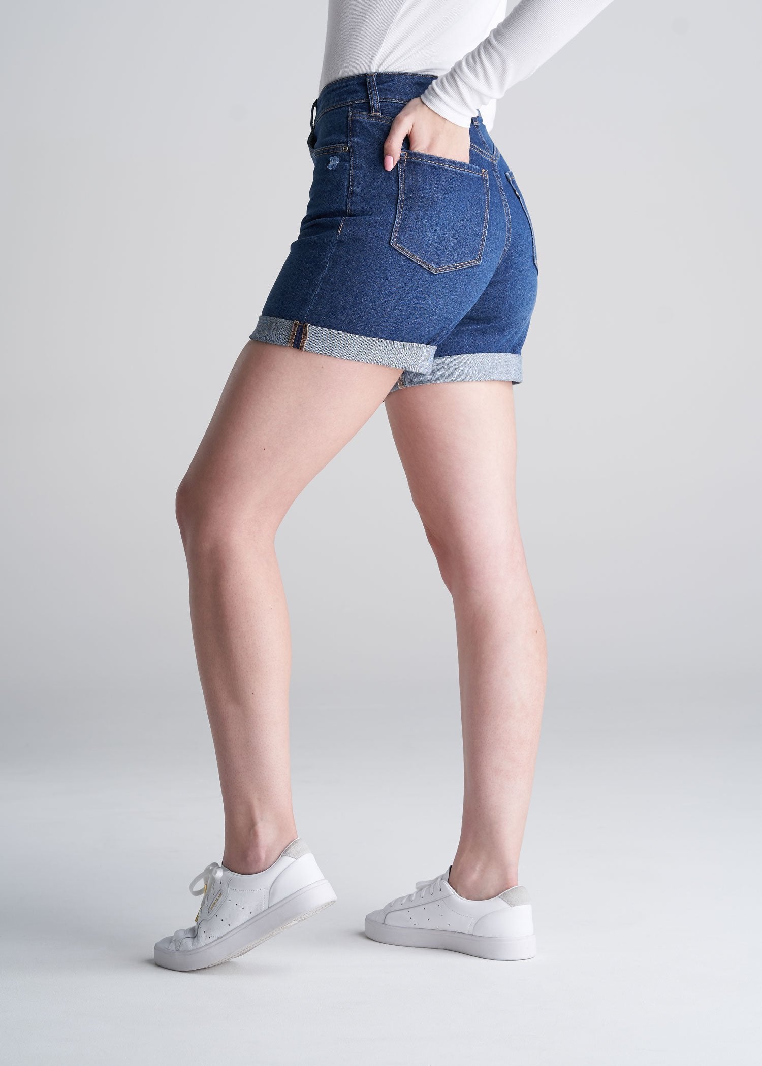 American_Tall_Womens_denim_shorts_medium_blue-side