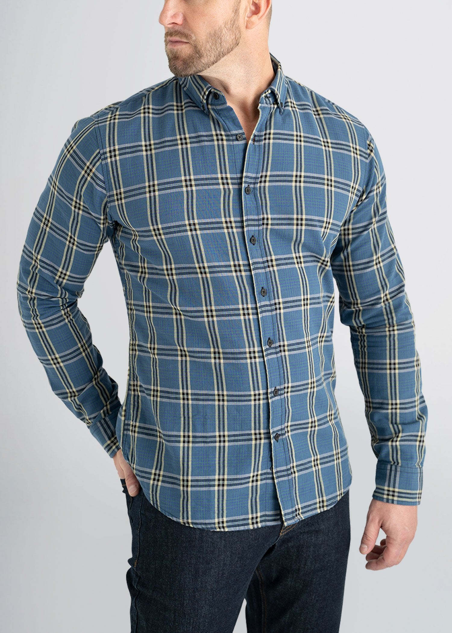 american-tall-mens-double-weave-blueplaid-front