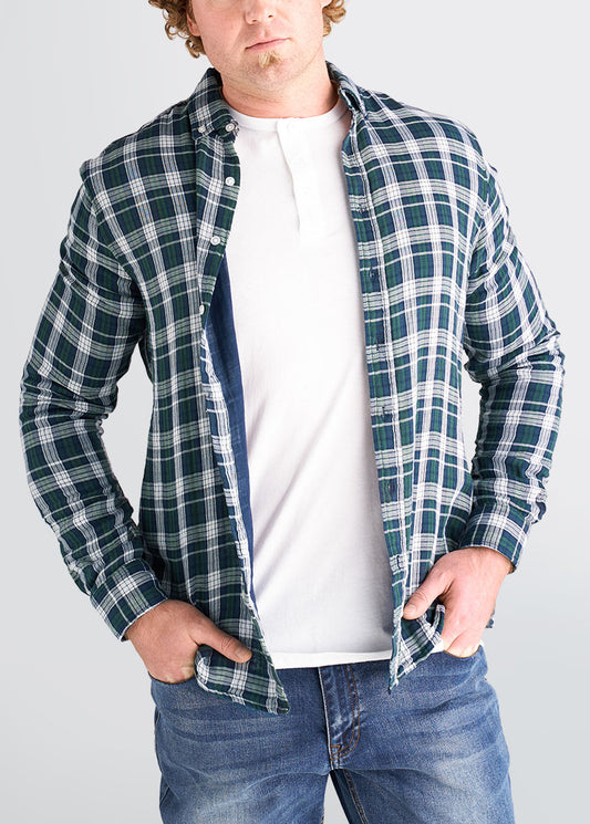 american-tall-mens-double-weave-forestgreen-whiteplaid-front